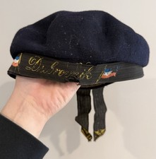 Vintage French Navy Sailor Cap Bachi Duquesne Ship Tally Ribbon Naval Hat picture
