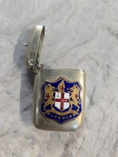Antique Early 1900's Cupronickel Vesta Case Match Safe Crest of London picture