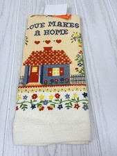 Vintage Love  Makes A Home  Kitchen Hand Towel Cotton Cottage Core 1987 picture