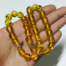 Rare Amber-Style Islamic Prayer Beads 33 Misbaha with Insect Inclusions Handmade picture