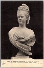 Bust Princess Sculpture Versailles France C.1910s Sepia Posted Postcard picture