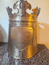 Vintage Pewter Tone Seymour Mann Queen Ice Bucket With Tongs Made In Japan picture