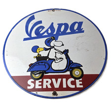 Vintage Vespa Sign - Snoopy Gas Service Station Porcelain Advertising Sign picture