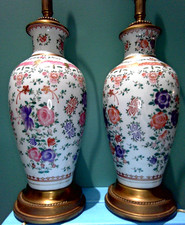 A Pair of Vintage Samson Hand Painted Porcelain Lamp Samson of Paris picture