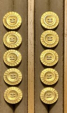 10 CHANEL Gold Button Set ~ 5/8” 15mm Interlocking CC Vintage Stamped Authentic picture