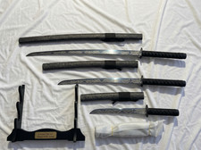 【FLAW】Japanese Samurai Sword 3PC set,1060 Carbon Steel Katana sharpen,7 options picture