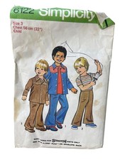 70s Simplicity 6122 Sewing Pattern Size 3 Childs Shirt Jacket Pants Vintage CUT picture