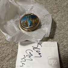 FW18 SUPREME GOLD TONE NEW YORK CITY LADY LIBERTY PILL BOX picture