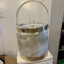 Vintage Ice Bucket Marble Pattern Gold accents made by Custom Deco Inc. picture