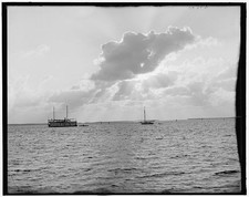 Photo:Miami Florida Miami River 1900s Sailboats Sunrise or Moonlight picture