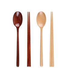 2 Sets 23.5cm Length Sushi Japanese Ramen Wood Chopsticks and large Spoon Set picture