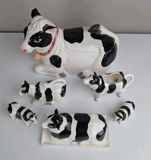 Vintage Otagiri Japan Holstein Cow Kitchen Set Cookie Jar Butter Cream Sugar S&P picture