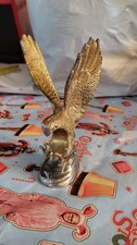 Vintage Small EAGLE BIRD Brass Metal Statue Wings Spread In Motion Figure Flying picture