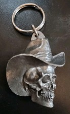 Vintage 1987 Bergamot  Metal Cowboy Skull Key Chain USA picture