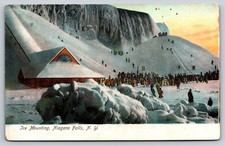 Ice Mounting Niagara Falls New York NY Vintage Postcard picture