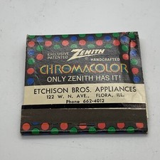 Matchbook Cover Zenith TV Chromacolor  Etchison Bros Flora, IL  Unstruck picture