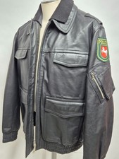 NOS Vintage (1995) Police Leather Jacket Black Size 52 picture