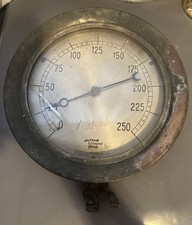 Antique Jas P Marsh Chicago 10” Brass Pressure Gauge 0-250 Steampunk picture