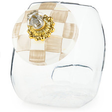MacKenzie-Childs Cookie Jar with Sky Check Lid, Mocha Check picture