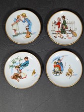Vtg Set of (4) Gorham Norman Rockwell Four Seasons Series 1949 Mini Plates picture