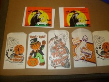 Halloween LOT Candy Bag WITCH card VINTAGE spooky TRICK OR TREAT horror GHOST picture