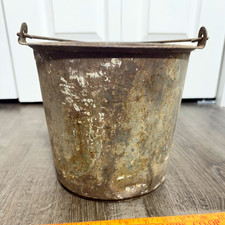 Vintage  Antique Steel  Fireman’s Metal  Bucket with Bail Handle,  picture