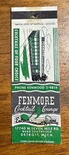 Vintage 1950s Empty Fenmore Cocktail Lounge Detroit MI Advertising Match Cover picture