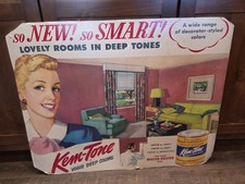 Vintage 1940s Kem-Tone Paint Sign Double Sided Cardboard Store Display. picture