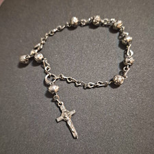  Vintage St. Benedict Rosary Bracelet - Silver Tone Catholic Pocket Rosary 7