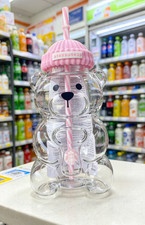Starbucks 2026 Pink Bearista Bear Glass Tumbler Cup 20oz 591ml Straw NIB picture