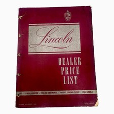 1936-1946 LINCOLN CONTINENTAL Car Dealer Price List Service book Parts Manual L picture
