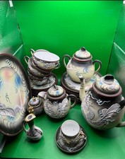 Vintage Japanese Style Moriage Dragon Porcelain Mixed Tea Set Lot picture