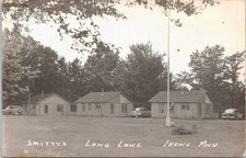 RPPC Irons Michigan Cabins at Smitty's On Long Lake 1940s era picture