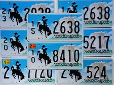 ONE OR MORE Embossed WYOMING Cowboy & Horse PASSENGER License Plate Tags picture
