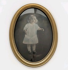 Antique Large Oval Convex Bubble Glass Portrait Victorian Edwardian Era 22 X 16 picture