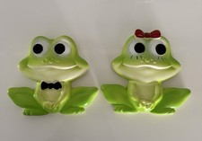 VTG 1977 Miller Studio Chalkware Mr & Mrs Frog Wall Hanging Retro Groovy Frogs picture