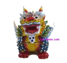 Bejeweled Qilin Dragon Hinged Metal Enameled Crystal Trinket box picture