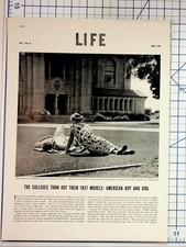 1937 LIFE Magazine College Life American Boy Girl Vintage Photos Education picture