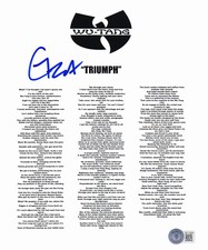 GZA SIGNED AUTOGRAPH WU TANG CLAN TRIUMPH 8.5 x 11 LYRIC SHEET BAS BECKETT COA picture
