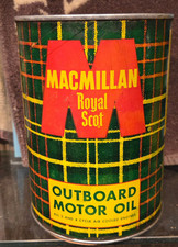 1960s VINTAGE MACMILLIAN ROYAL SCOT ONE QUART OUTBOARD MOTOR OIL COMPOSITE CAN picture