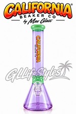 CALIFORNIA BEAKER CO MAV GLASS 13” Water Pipe Bong TRANSPARENT LAVENDER & SLIME picture