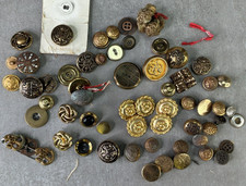 Victorian Edwardian Antique & VTG Gold Button Lot Glass, Metal, Plastic Military picture
