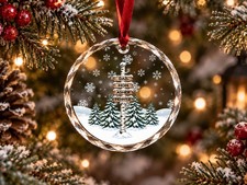 Personalized Family Christmas Ornament, Rustic Name Sign Ornament, Snowy Pine Tr picture