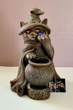 Windstone Editions M. Pena Wizard Cat Candle Lamp #2008 VTG 1999 Incense Burner picture