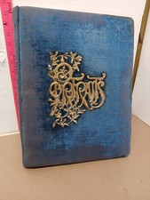 Antique Victorian Photo Album Blue Velvet W/brass ornaments  picture