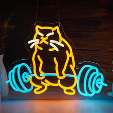 Cat Gym Neon Sign for Wall Decor Gym Decor Funny Cat Neon Light Smart plug timer picture