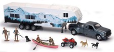 NewRay Toys Die Cast Pick Up Truck with Camper Trailer and Accessories picture
