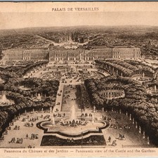 c1920s Palais de Versailles France Postcard Panorama Castle Gardens Fountain AP picture