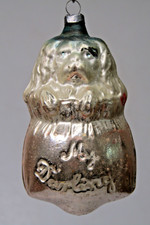 Antique VTG Glass MY DARLING Embossed POODLE DOG in SAC Christmas Ornament picture