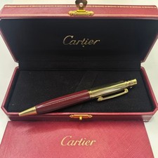 HOT Cartier Must de Cartier Ballpoint Pen Burgundy Red Gold Trim Vintage NIB picture